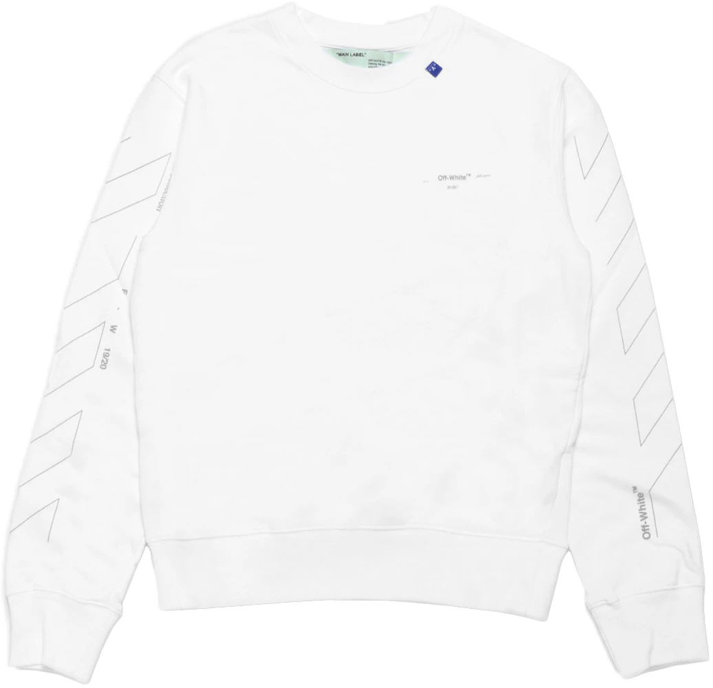 OFF-WHITE Unfinished Diag Sweatshirt White/Silver Men's - FW19 - US