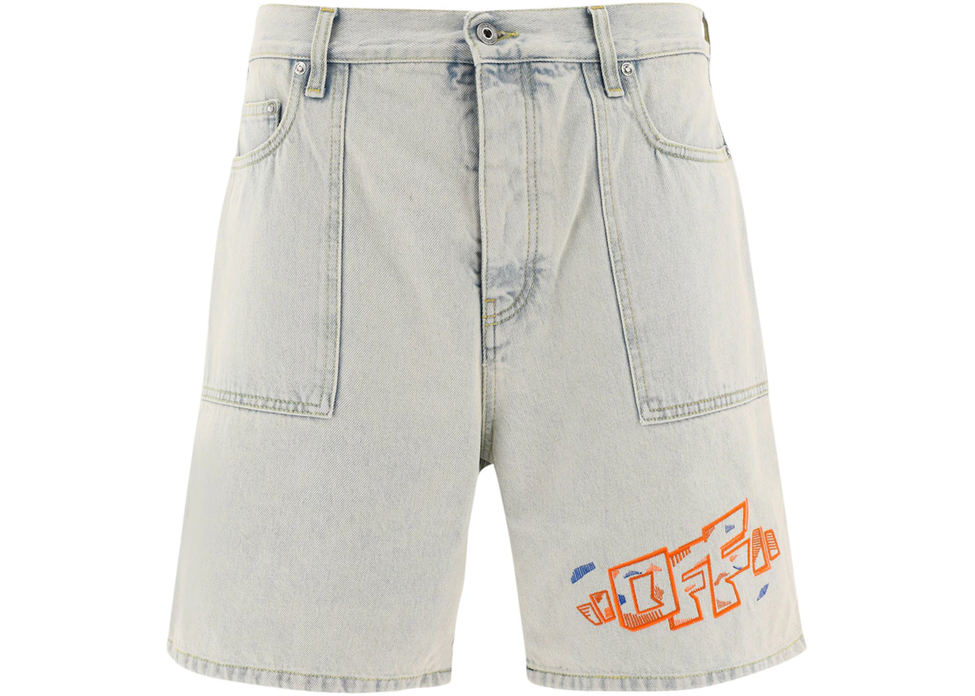 Off white denim shorts mens Clearance