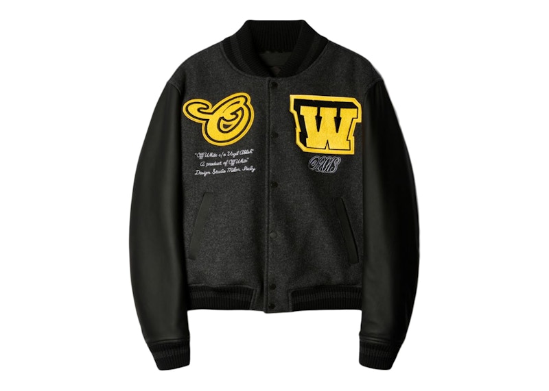 OFF-WHITE Vars Cat Leather Jacket Black/Yellow Men's - SS23 - US