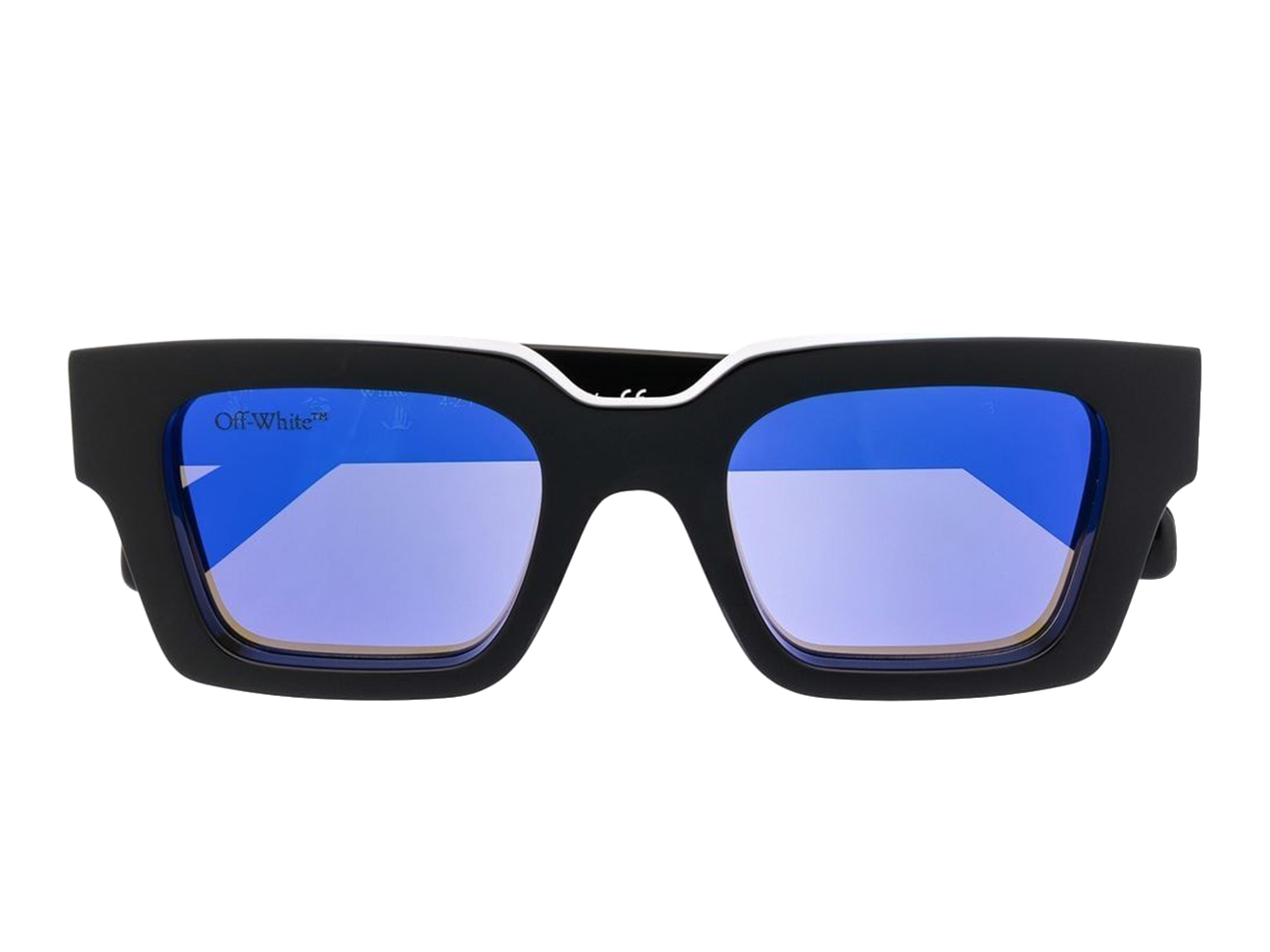 OFF-WHITE Virgil Rectangle Frame (15cm) Sunglasses Black/White/Blue (OERI033S22PLA0011045)