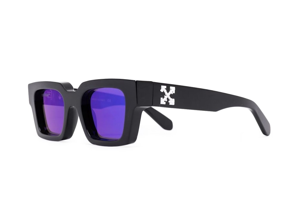 Pre-owned Off-white Virgil Rectangle Frame (15cm) Sunglasses Black/white/blue (oeri033s22pla0011045)