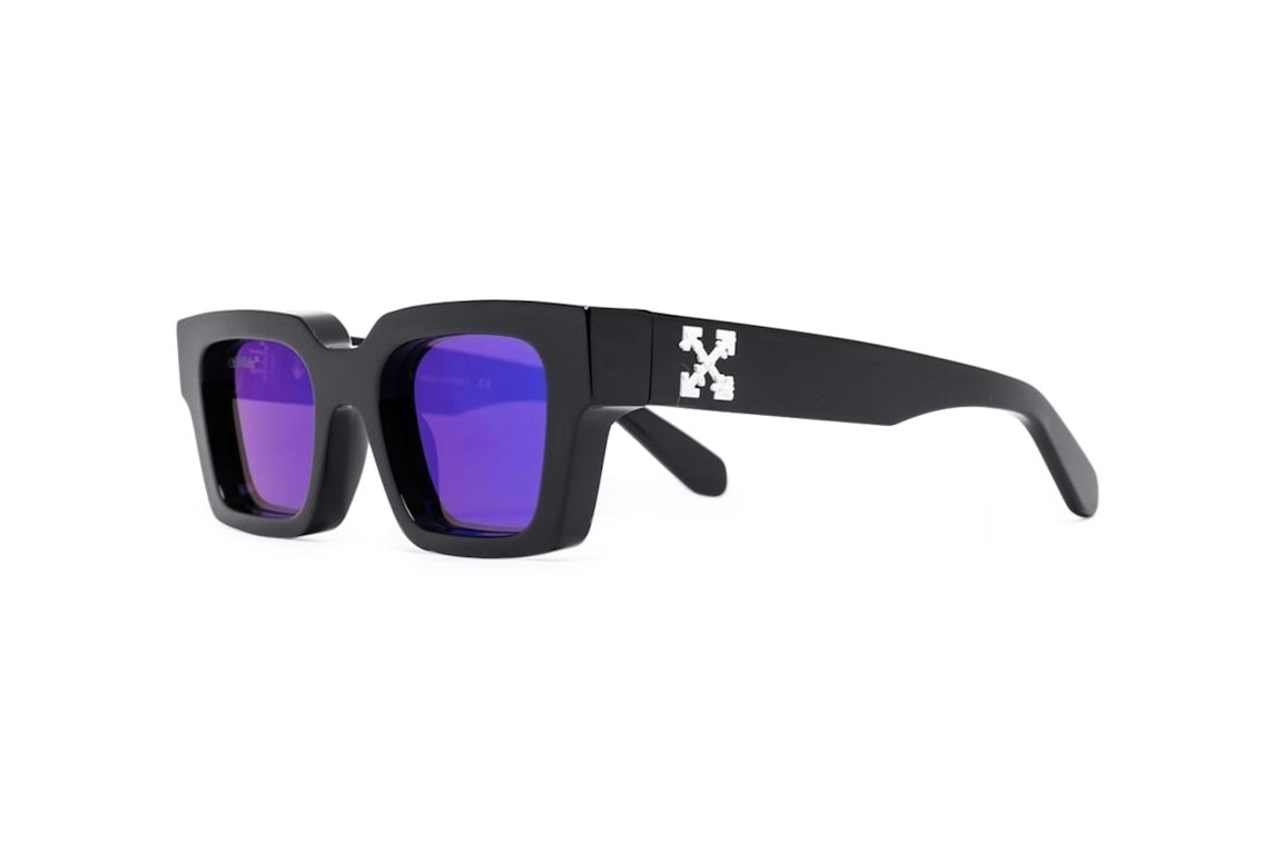 Pre-owned Off-white Virgil Rectangle Frame (15cm) Sunglasses Black/white/blue (oeri033s22pla0011045)