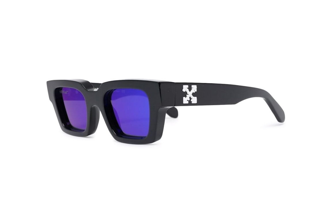 Pre-owned Off-white Virgil Rectangle Frame Sunglasses Black/white/blue (oeri022s22pla0011045)