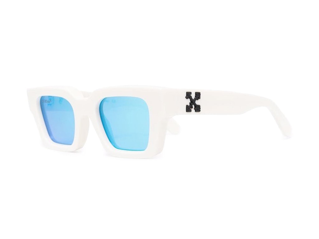 Pre-owned Off-white Virgil Rectangle Frame Sunglasses White/black/blue (oeri022s22pla0010140)