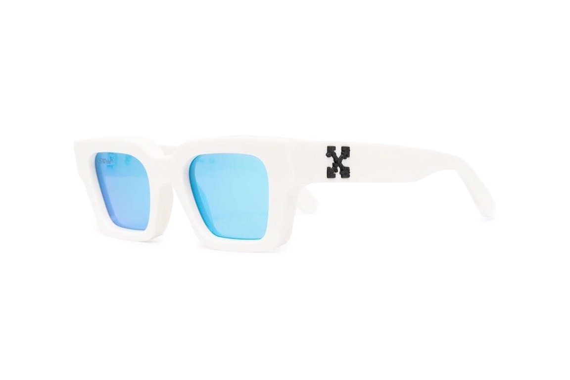 Pre-owned Off-white Virgil Rectangle Frame Sunglasses White/black/blue (oeri022s22pla0010140)