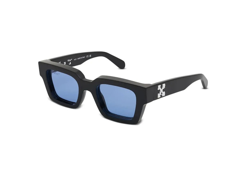 Pre-owned Off-white Men's Offwhite Virgil Rectangle Sunglasses In Black/blue (oeri008c99pla0021045/fr) In Multi