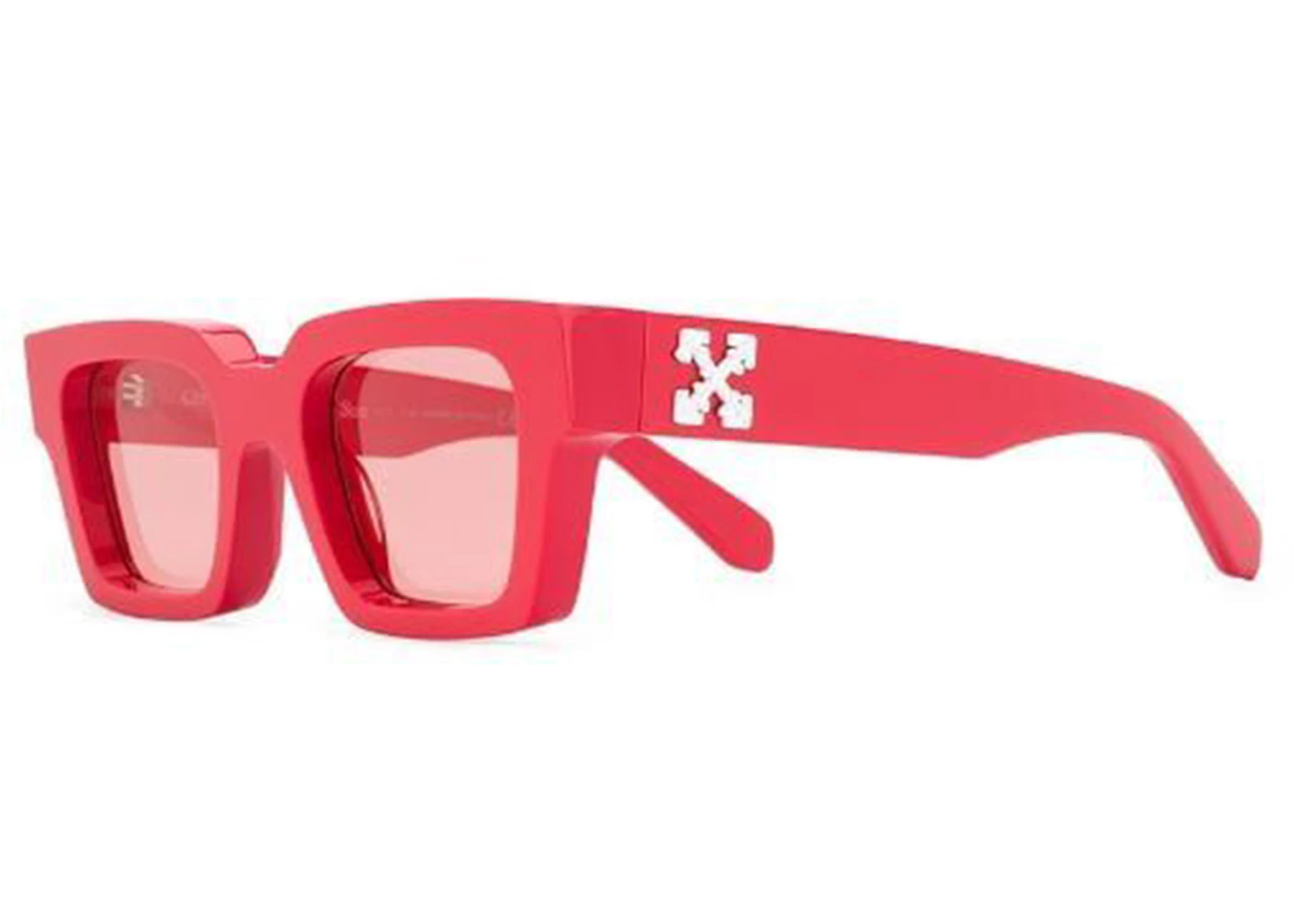OFF-WHITE Virgil Square Frame Arrows Plaque Sunglasses Red/White