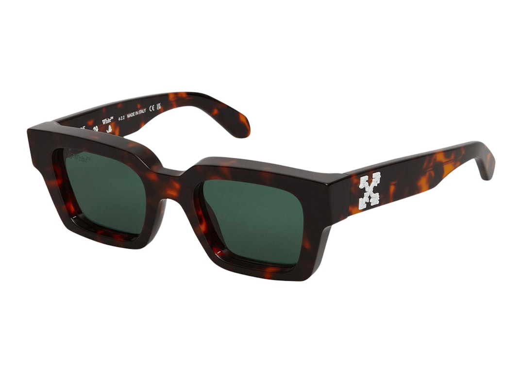 Pre-owned Off-white Virgil Square Frame Sunglasses Brown Turtleshell/havana Green
