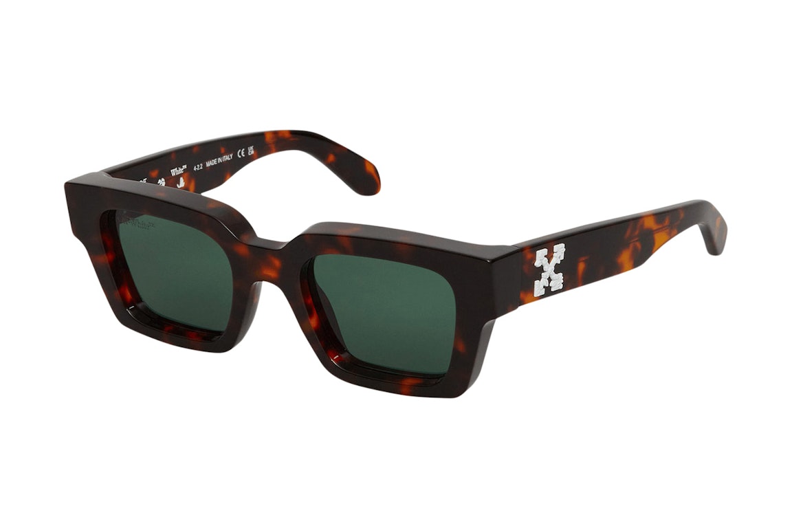Pre-owned Off-white Virgil Square Frame Sunglasses Brown Turtleshell/havana Green