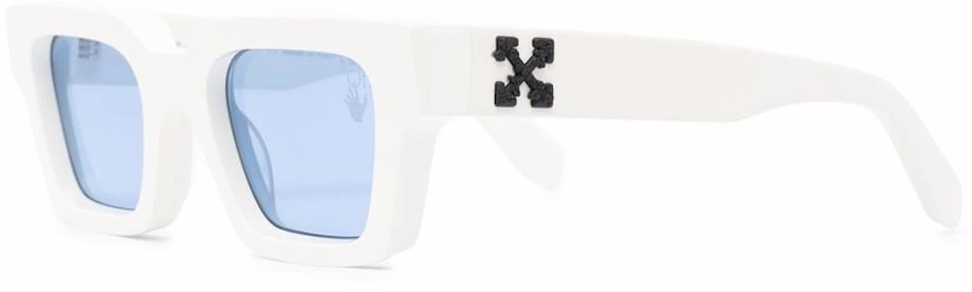 Virgil Square Frame Sunglasses White/Blue -