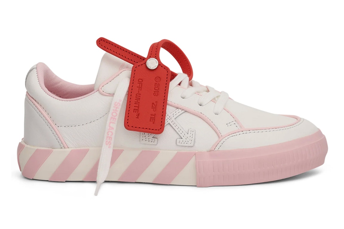 Pre-owned Off-white Vulc Low Leather Powder Pink Outlined (women's) In White/powder Pink