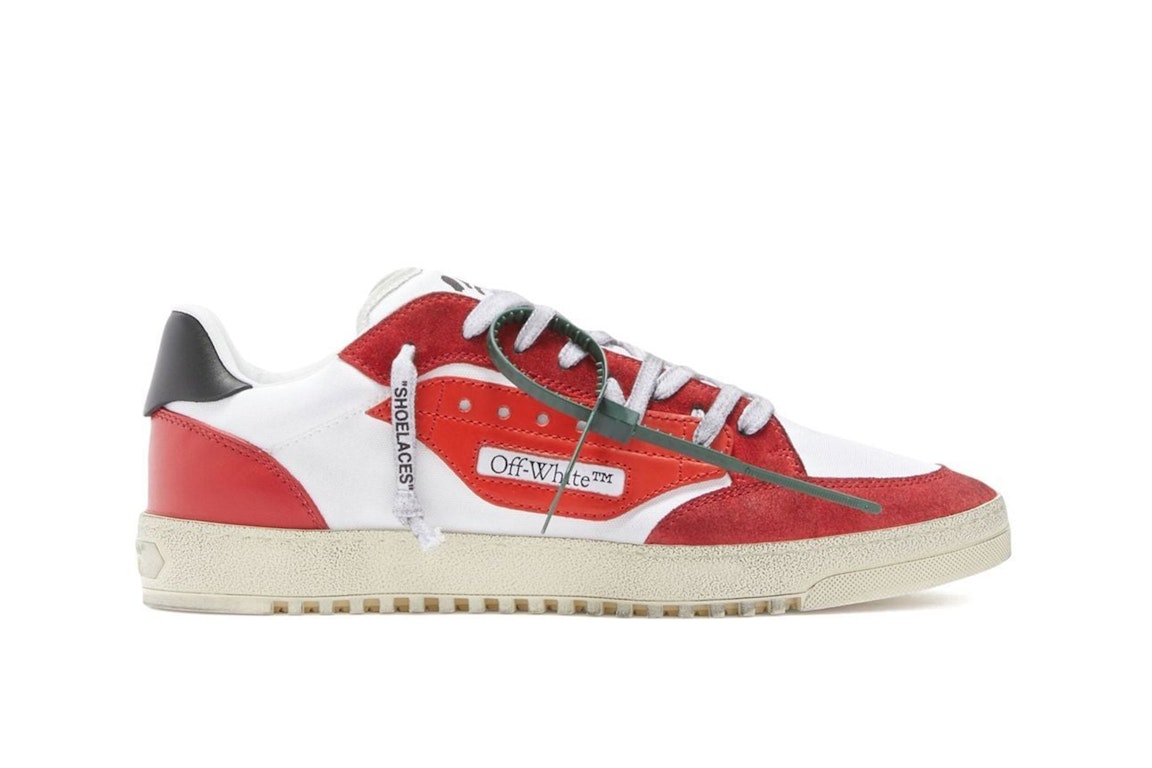 Pre-owned Off-white Vulcanized 5.0 Low Top Distressed White Red Black In White/red/black