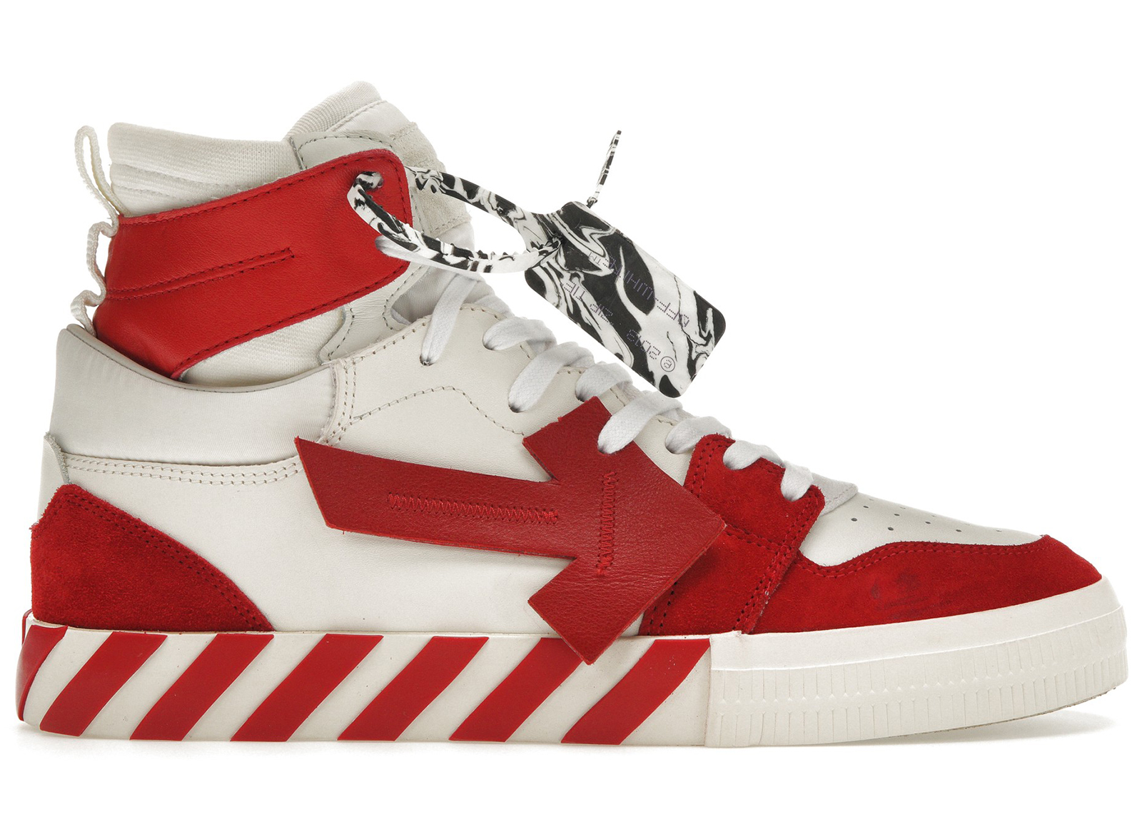 OFF-WHITE Vulcanized Hi Top White Red Men's - OMIA225F21LEA0010125