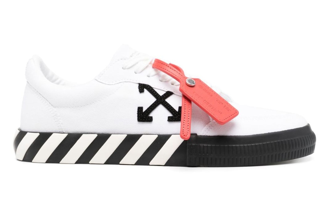 Pre-owned Off-white Vulcanized Low Canvas White Black In Black/white