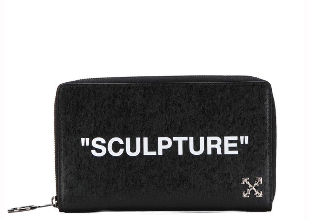 OFF-WHITE Wallet Sculpture Black White in Leather with Silver-tone ...