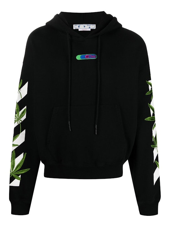 Pre-owned Off-white Weed Arrows Oversized Hoodie Black/white/green