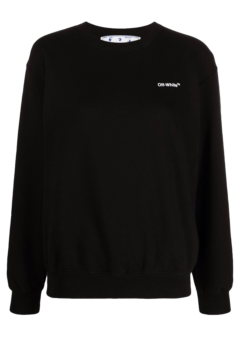 Pre-owned Off-white Off Off Womens Diagstripe Crewneck Sweatshirt In Black/white