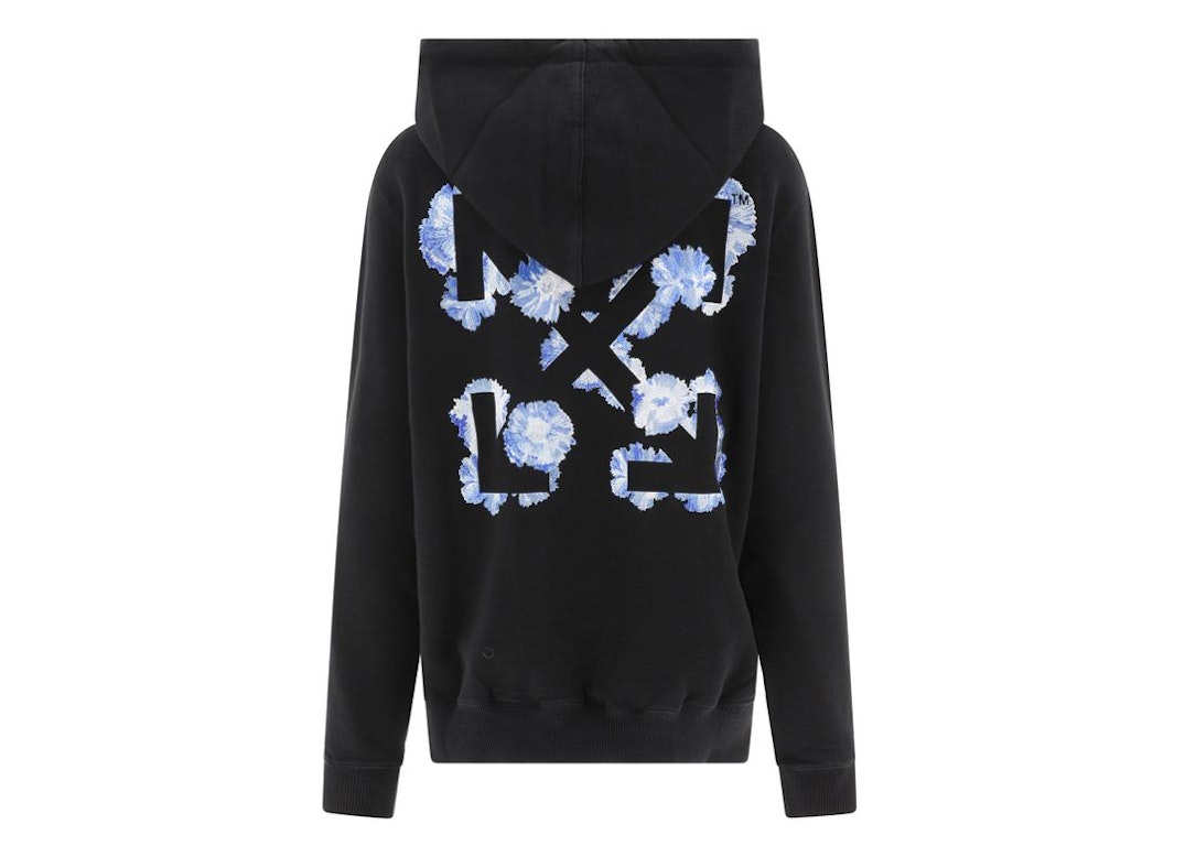 Pre-owned Off-white Women's Embroidered Floral Arrow Reg Hoodie Black