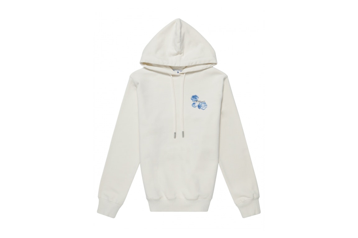 Pre-owned Off-white Womens Floral Arrows Hooded Sweatshirt White Blue