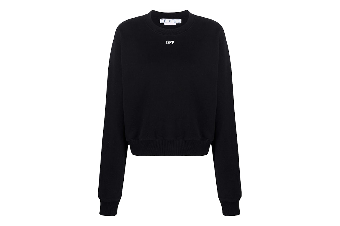 Pre-owned Off-white Women's Off-stamped Cropped Sweatshirt Black/white