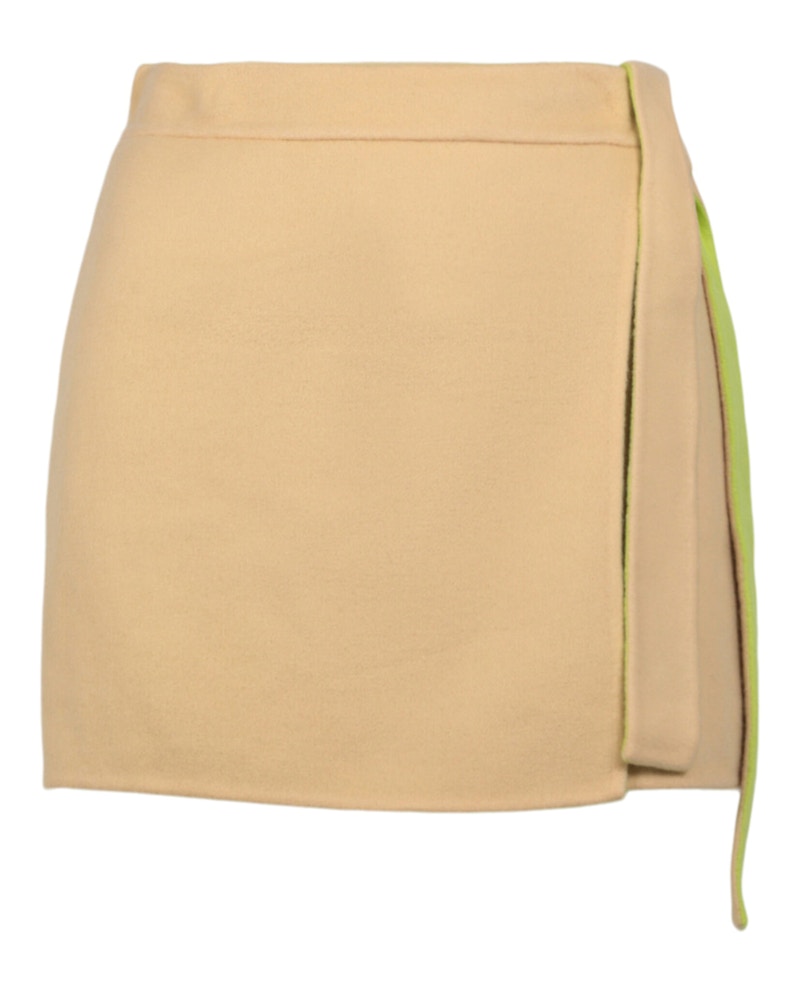 Pre-owned Off-white Women's Offwhite Wool Blend Mini Skirt In Green