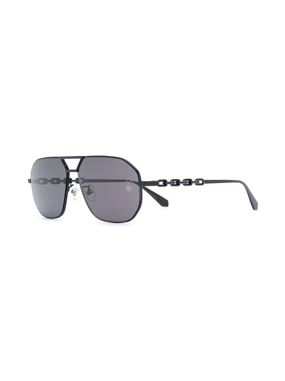 Pre-owned Off-white Wright Aviator Sunglasses Black/grey (omri007f20met0011000)