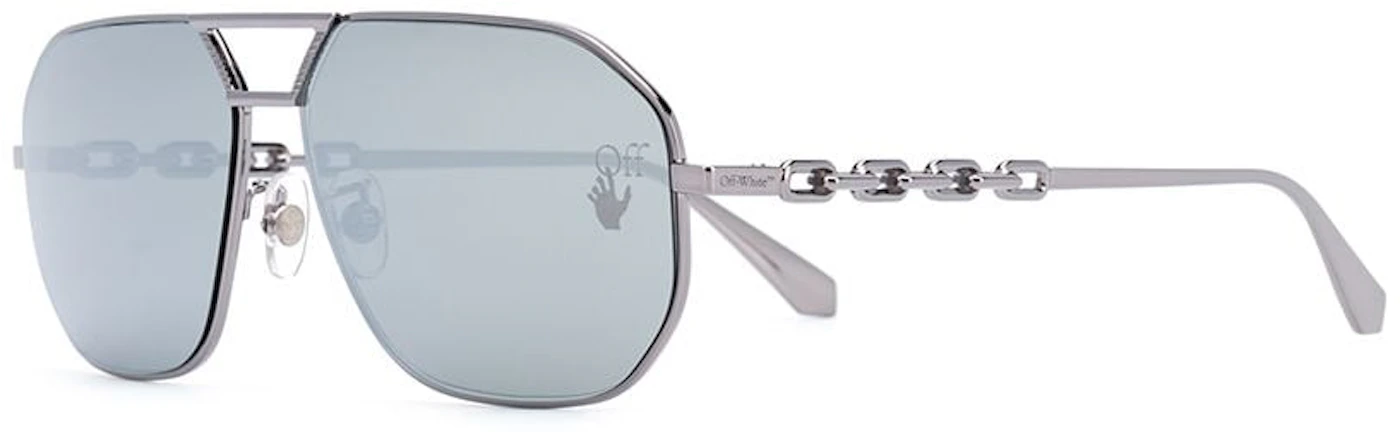 OFF-WHITE Wright Aviator Sunglasses Dark Grey/Grey ...