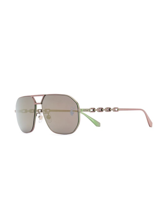 Pre-owned Off-white Wright Aviator Sunglasses Scarabeo Green/gold (omri007f20met0015500)