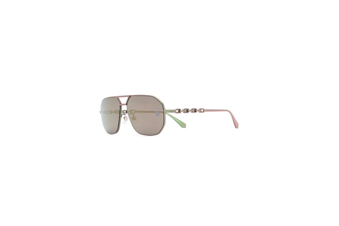 Pre-owned Off-white Wright Aviator Sunglasses Scarabeo Green/gold (omri007f20met0015500)