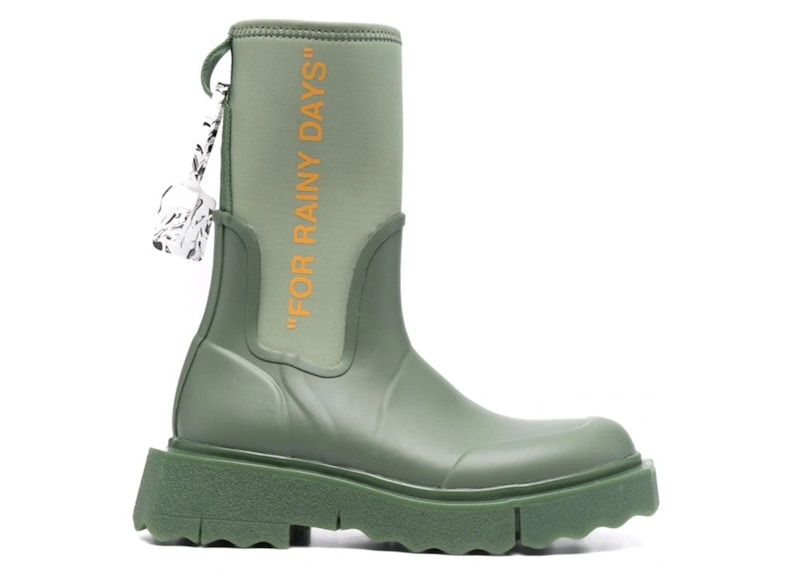 OFF WHITE Botas de lluvia con brida Verde de mujer OWIA265F21MAT0015720 US