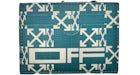 OFF-WHITE Zipped Monogram Card Case Green