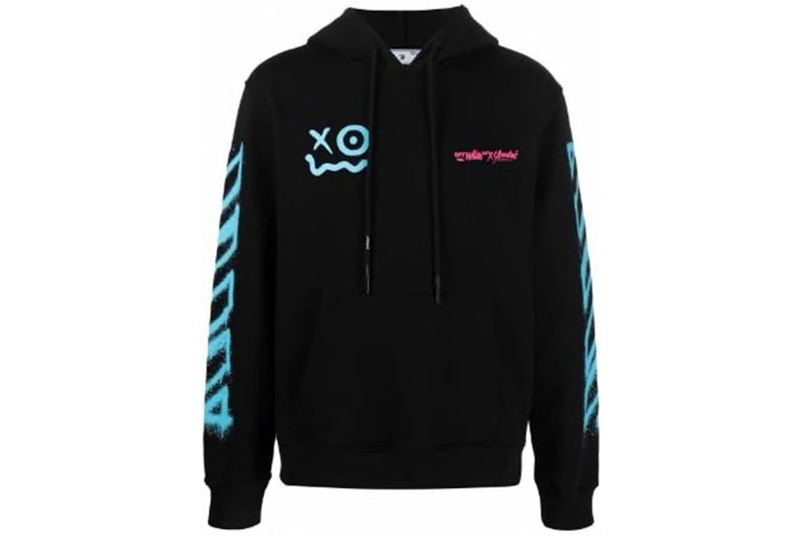OffWhite x Andre Saraiva Arrows SprayPrint Hoodie Black/Blue SS22 FR OffWhite x Andre Saraiva Arrows SprayPrint Hoodie Black/Blue SS22 FR