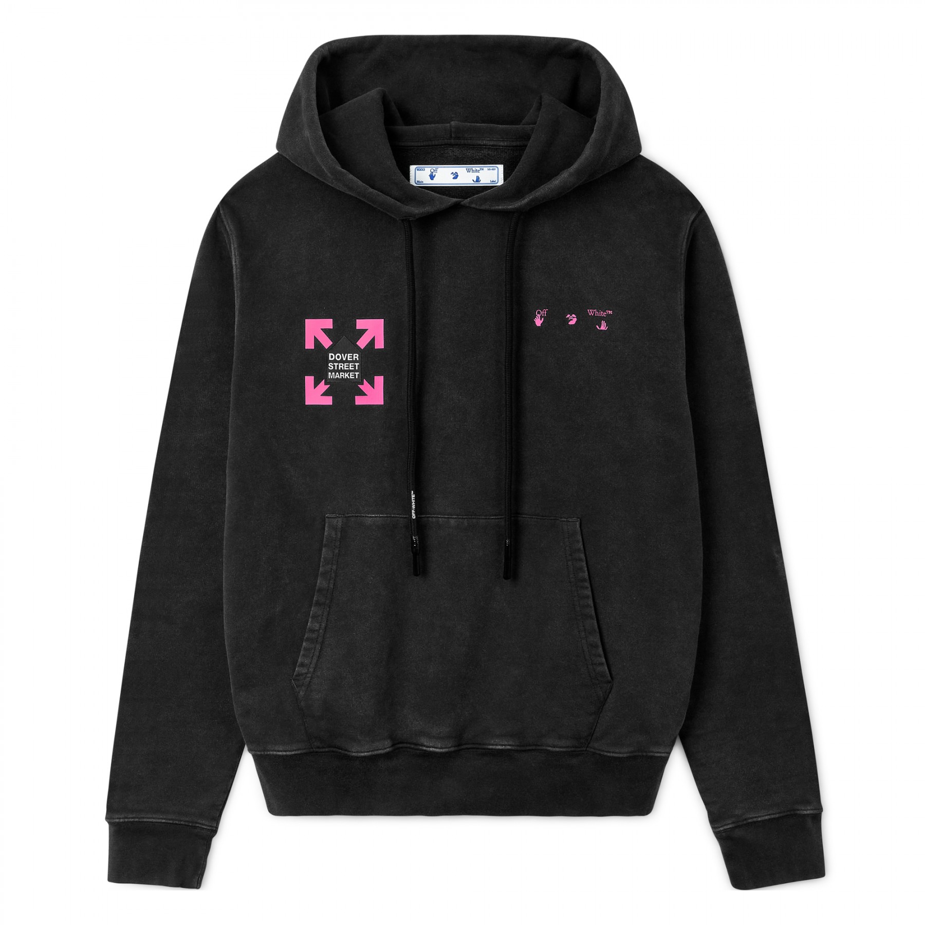 OFF-WHITE  DIAGSTENCIL SLIM HOODIE 黒 ピンク