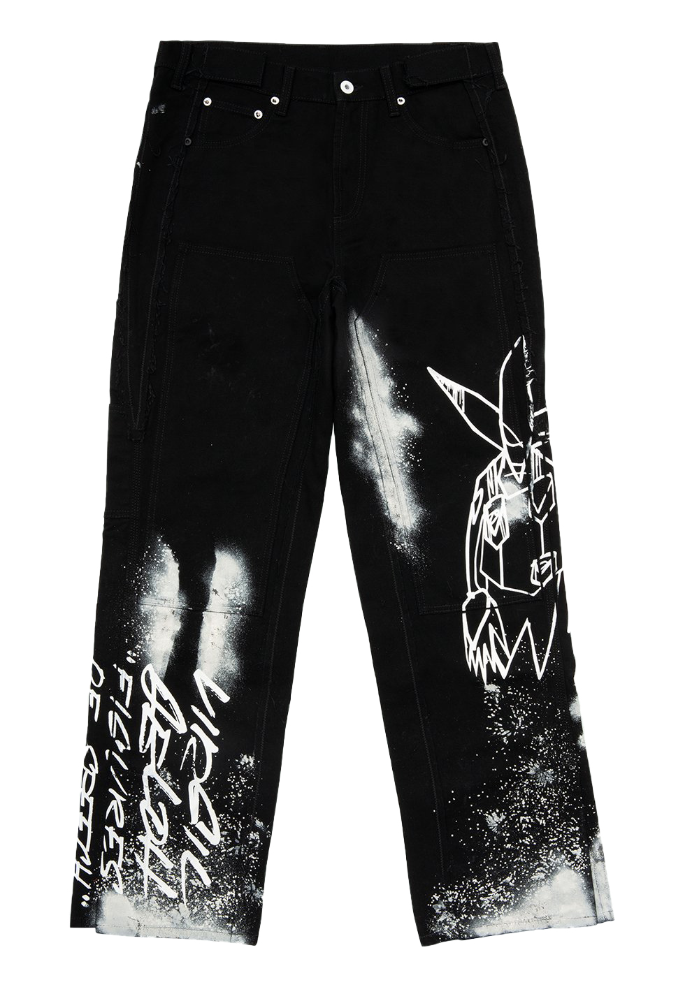 OFF-WHITE x Futura Washed Carpenter Denim Pants Black/Multicolor