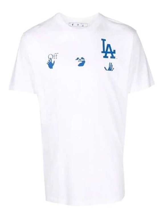 Pre-owned Off-white X Mlb Los Angeles Dodgers T-shirt Cream/blue
