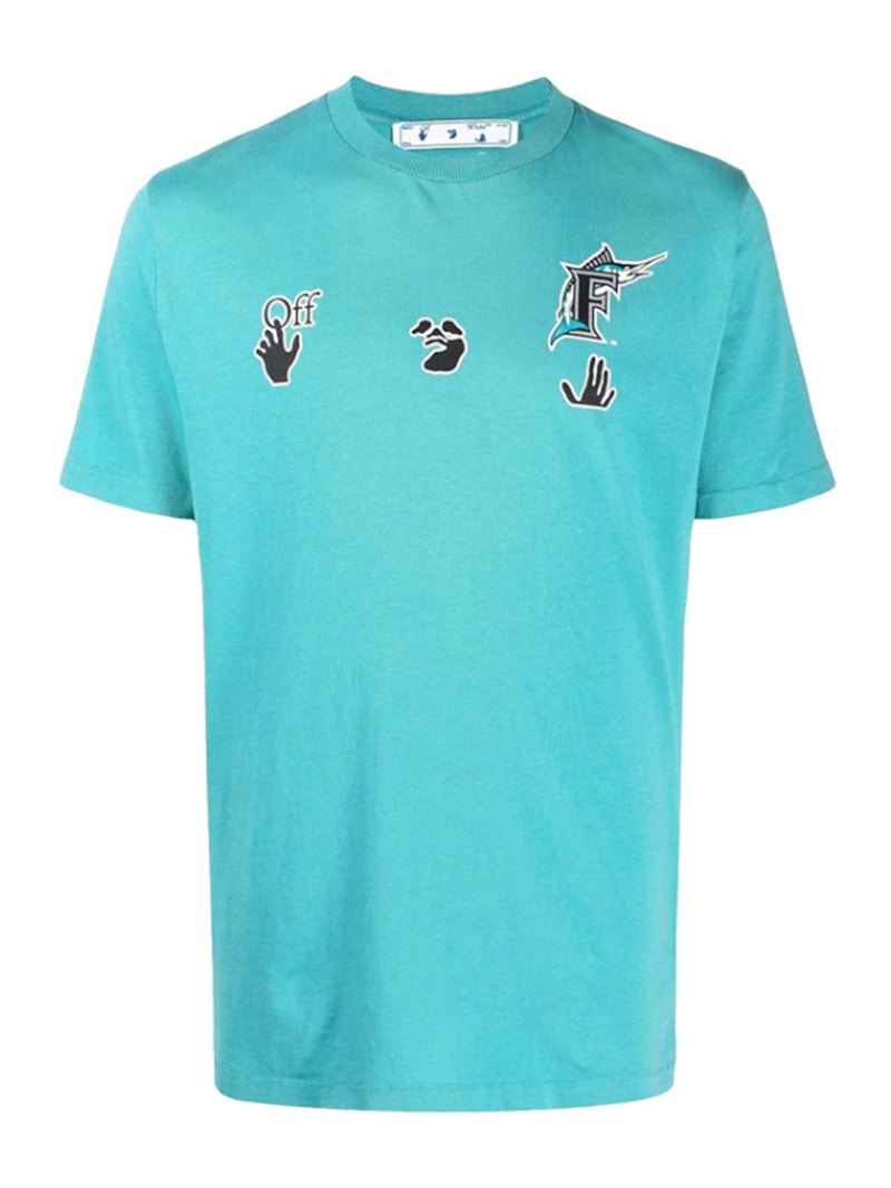 OFF-WHITE x MLB Miami Marlins T-Shirt Lake Blue/Black Men's - GB