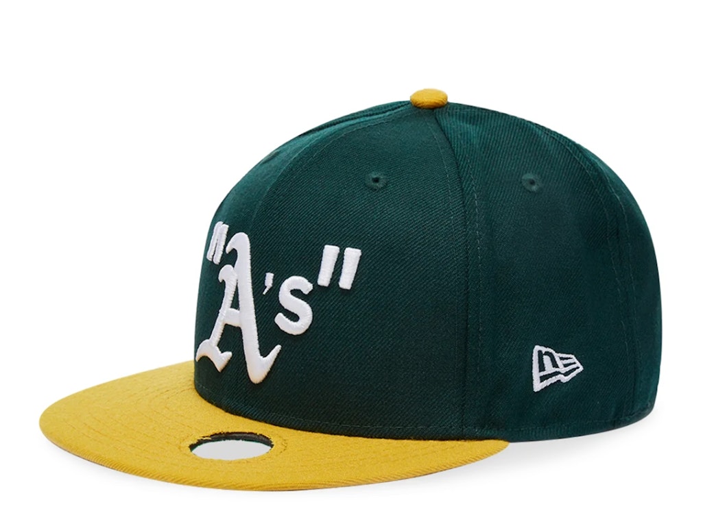 Pre-owned Off-white X Mlb Oakland Athletics Cap Green/yellow/white