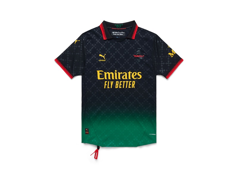 OFF-WHITE x Puma AC Milan Authentic Jersey Black/Power Green Men's