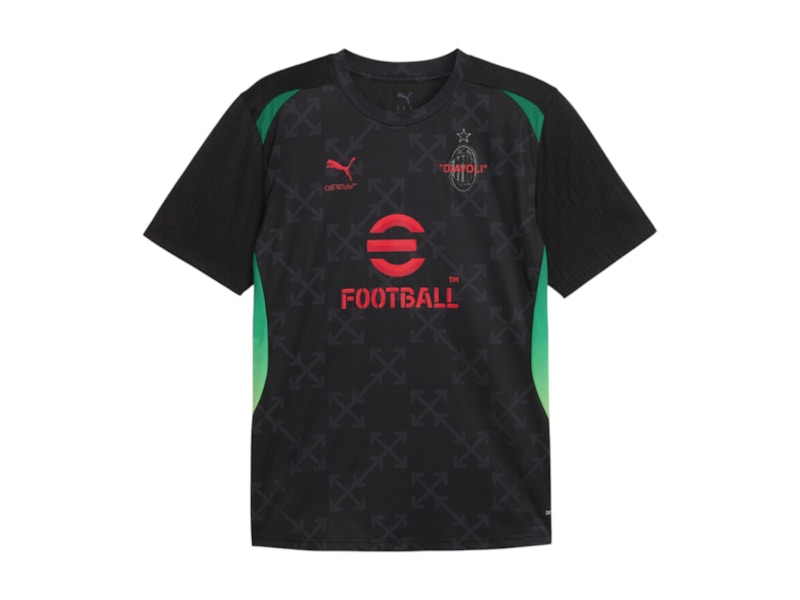 Pre-owned Off-white Men's Offwhite X Puma Ac Milan Prematch Short Sleeve Jersey In Black/red