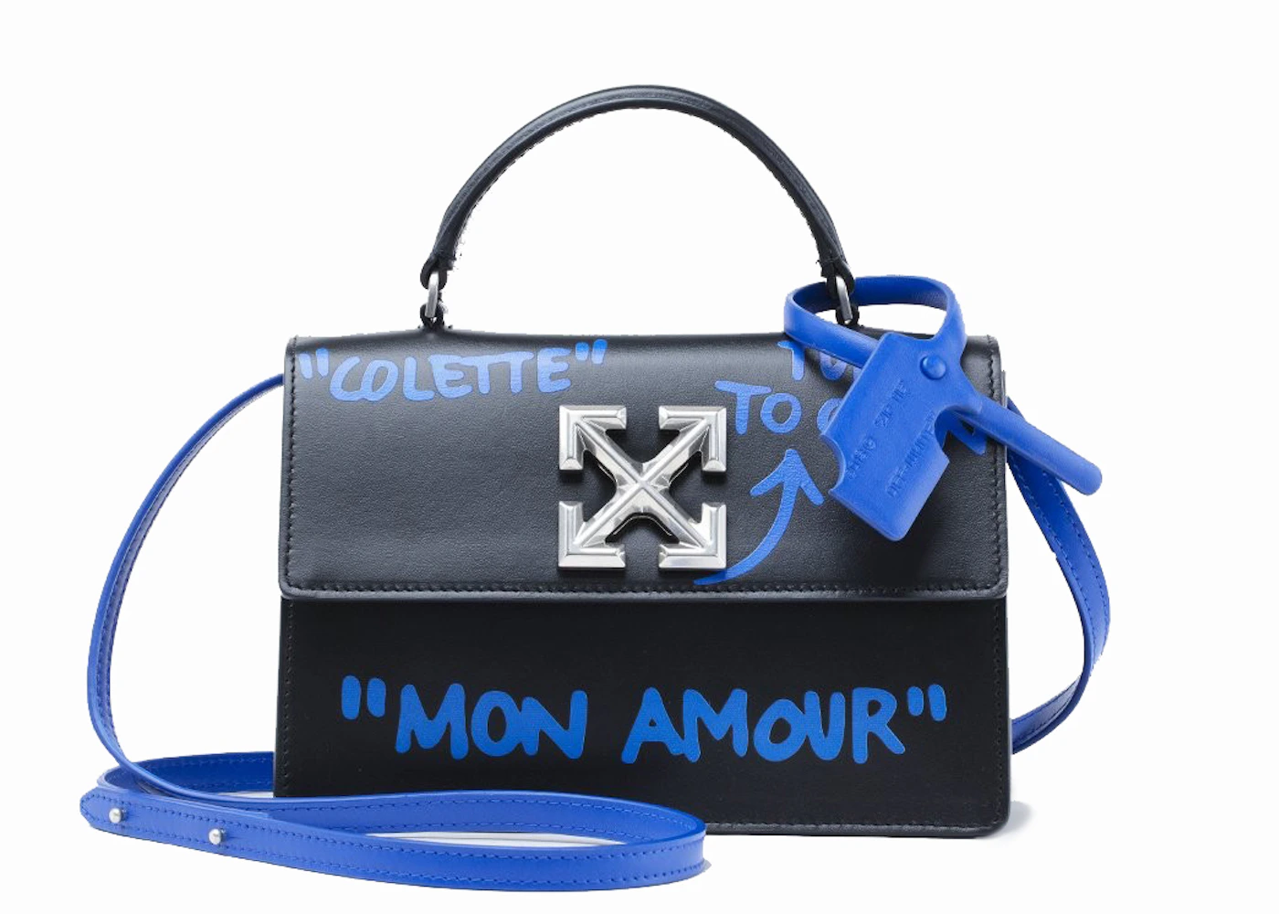 OFF-WHITE x colette 1.4 Jitney Bag Mon Amour Black Blue in Leather with  Silver-tone - US