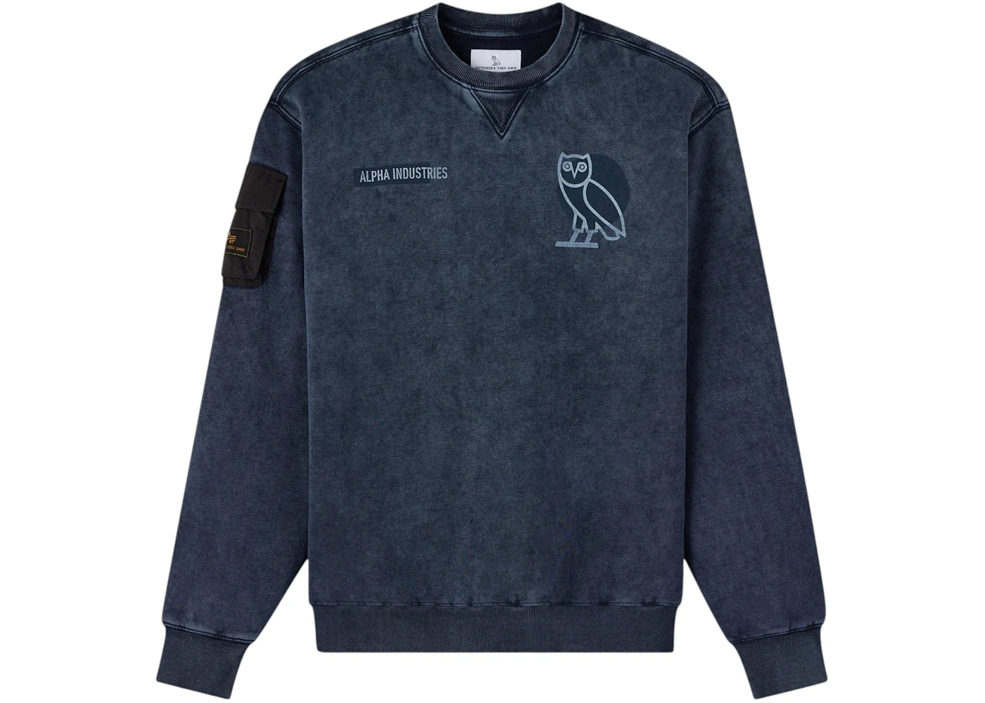 OVO Alpha Industries Garment Dyed Crewneck Replica Blue Men's