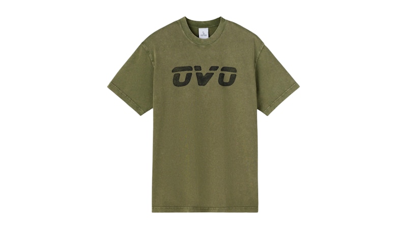 OVO Alpha Industries Garment Dyed T-Shirt Olive Green Men's FW25