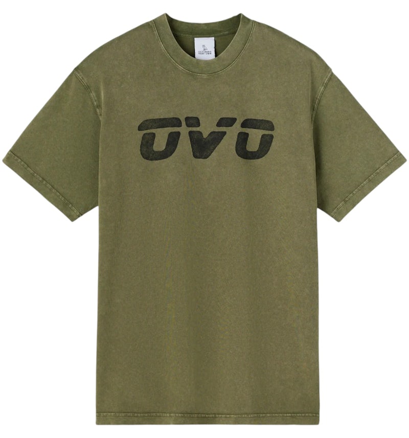 OVO Alpha Industries Garment Dyed T-Shirt Olive Green Men's FW25