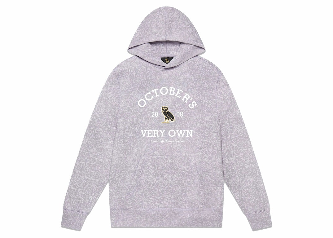 Pre-owned Ovo Collegiate Hoodie (fw22) Lilac/paisley