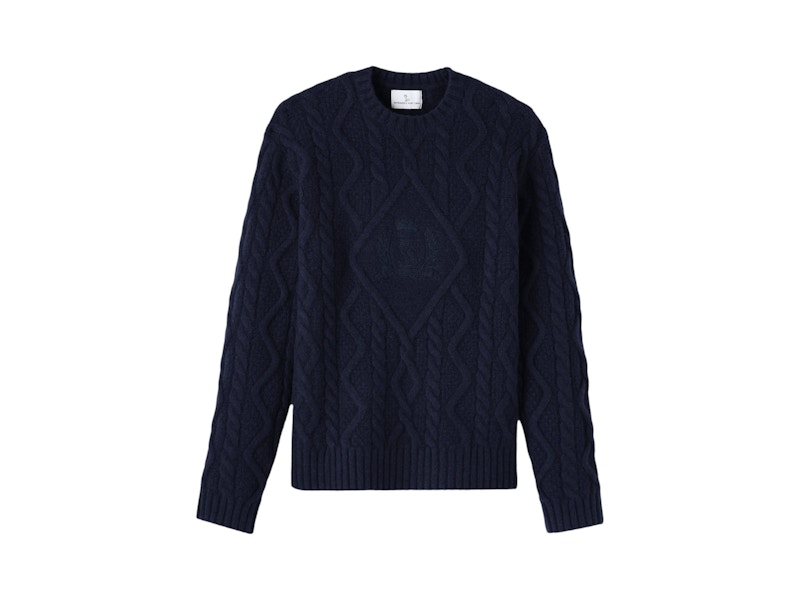 OVO Crest Cable Knit Sweater Navy
