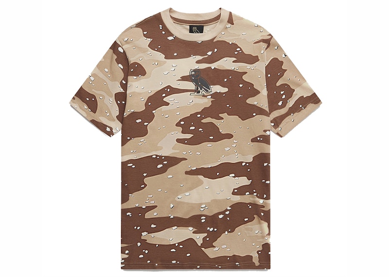 Pre-owned Ovo Men's  Desert Camo Reflective Owl T-shirt In Brown