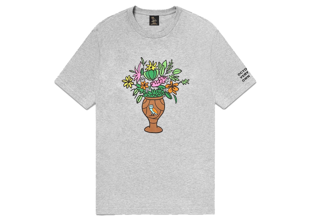 Pre-owned Ovo Floral Vase T-shirt Heather Grey
