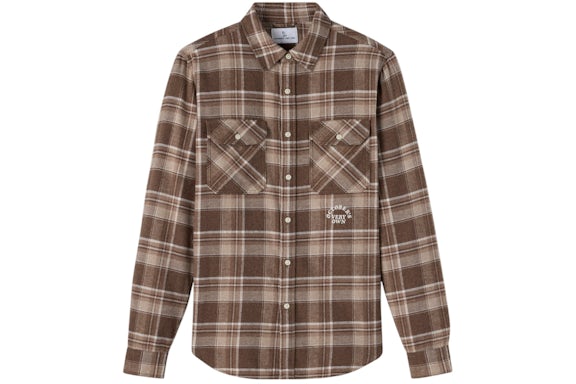 OVO Heather Plaid Flannel Shirt Brown