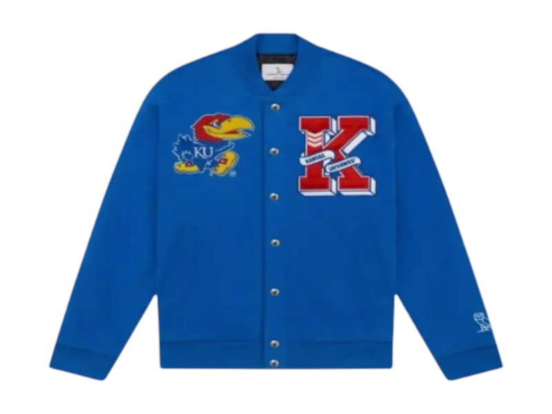 Pre-owned Ovo Kansas Jayhawks Varsity Jacket In Blue