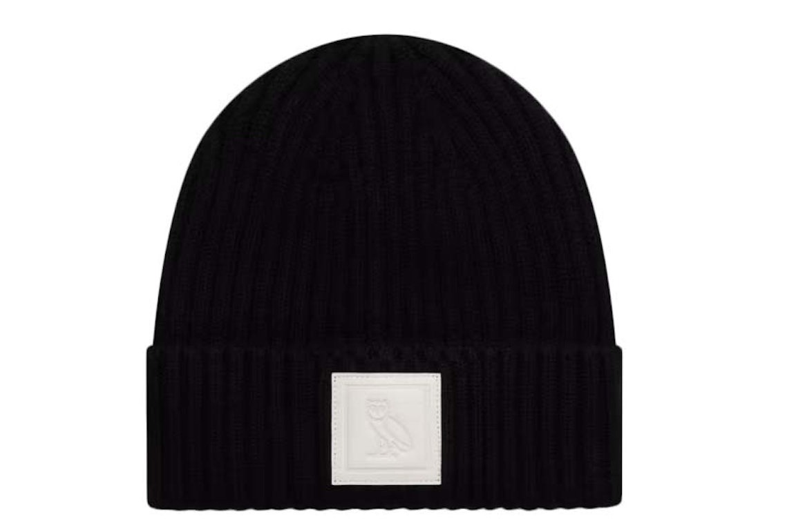 Pre-owned Ovo Leather Patch Beanie Black